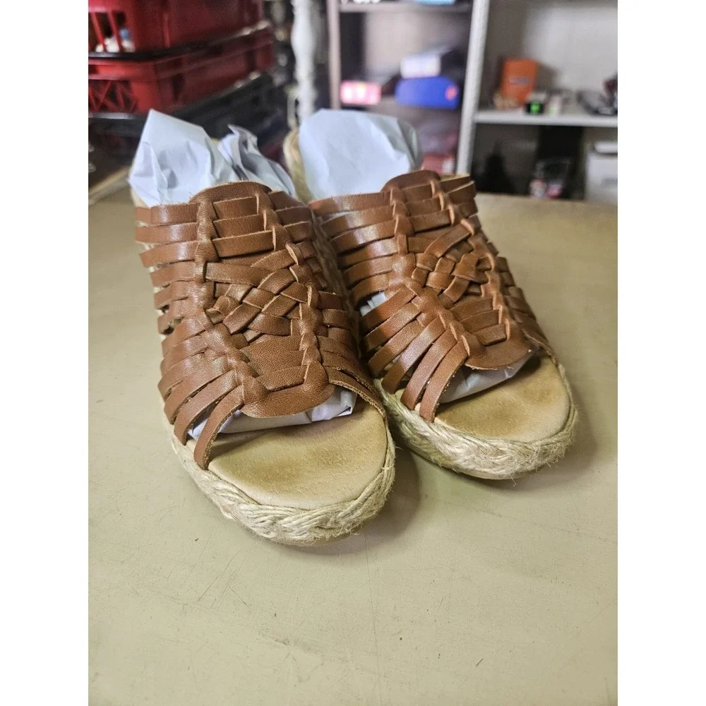 WOMENS MICHAEL KORS BROWN WEDGE OPEN TOE SHOES SIZE 6